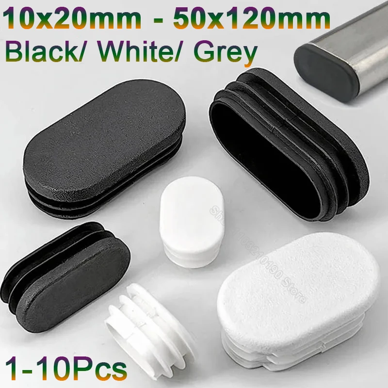 

Oval Oblong Rectangle Plastic Blanking End Caps Tube Pipe Inserts Plugs Bungs Stopper For Table Feet Chair Leg Black/White/Grey