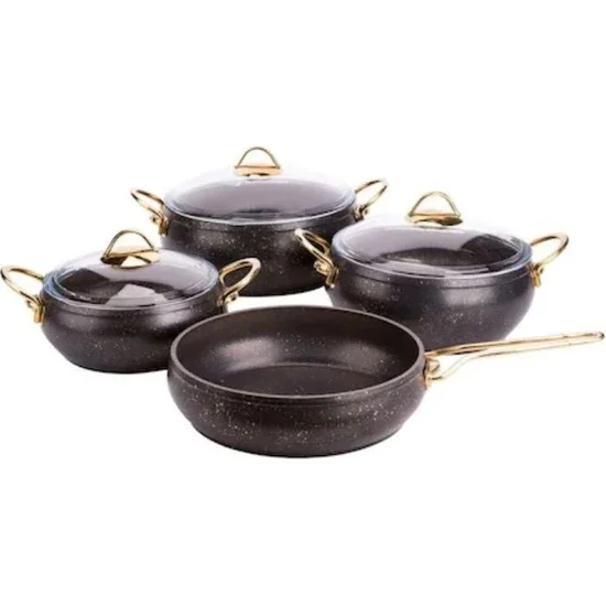 

Granite 7 Piece Casserole Set Gold Handle Black K-540 Granite 7 Piece Casserole Set