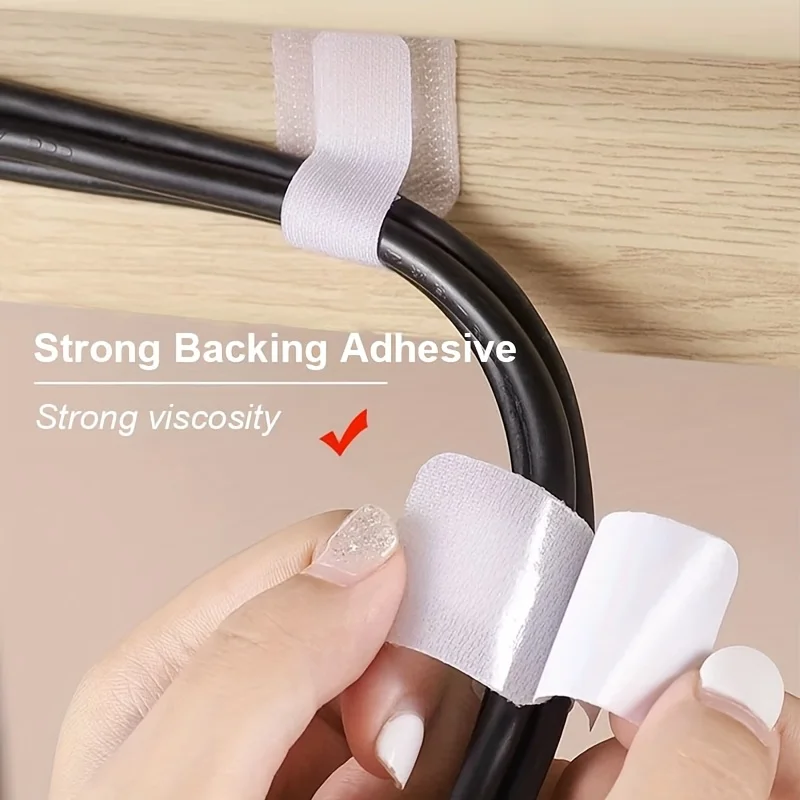 Cable Ties Reusable Straps Velcros Hook and Loop Self-Adhesive for Home Cord Holder Adjustable Storage Desktop Organiser Manager view 6