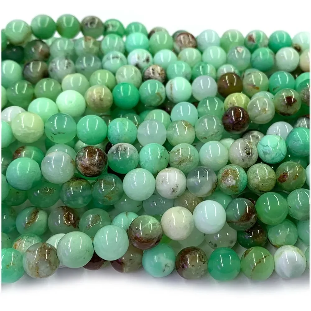 Veemake Natuurlijke Groene Chrysopraas Ronde Losse Kralen Stenen Kristal Bedels Edelstenen 07948 - afbeelding 2