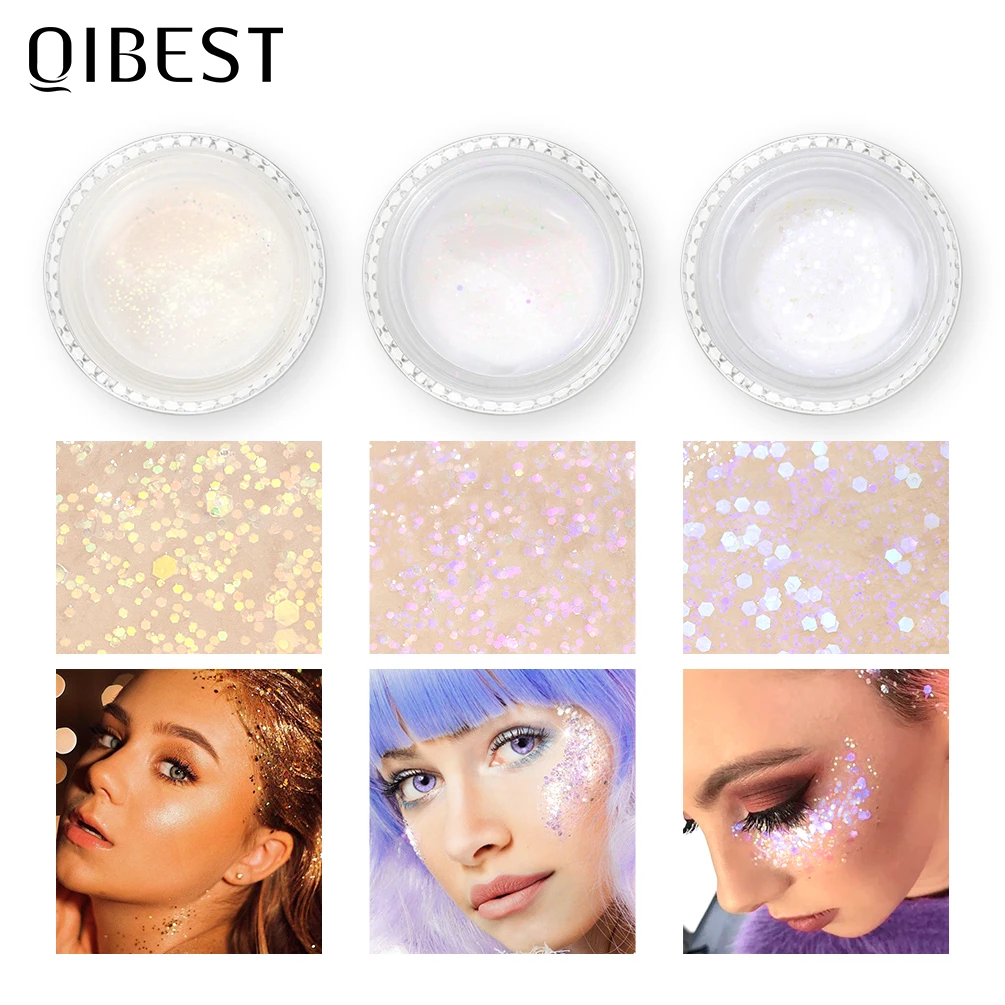 Multifunctional Body Glitter Party Makeup Face Eye Lips Hair Nail Cosmetic Festival Chameleon Glitter Highlight Gel Eyeshadow