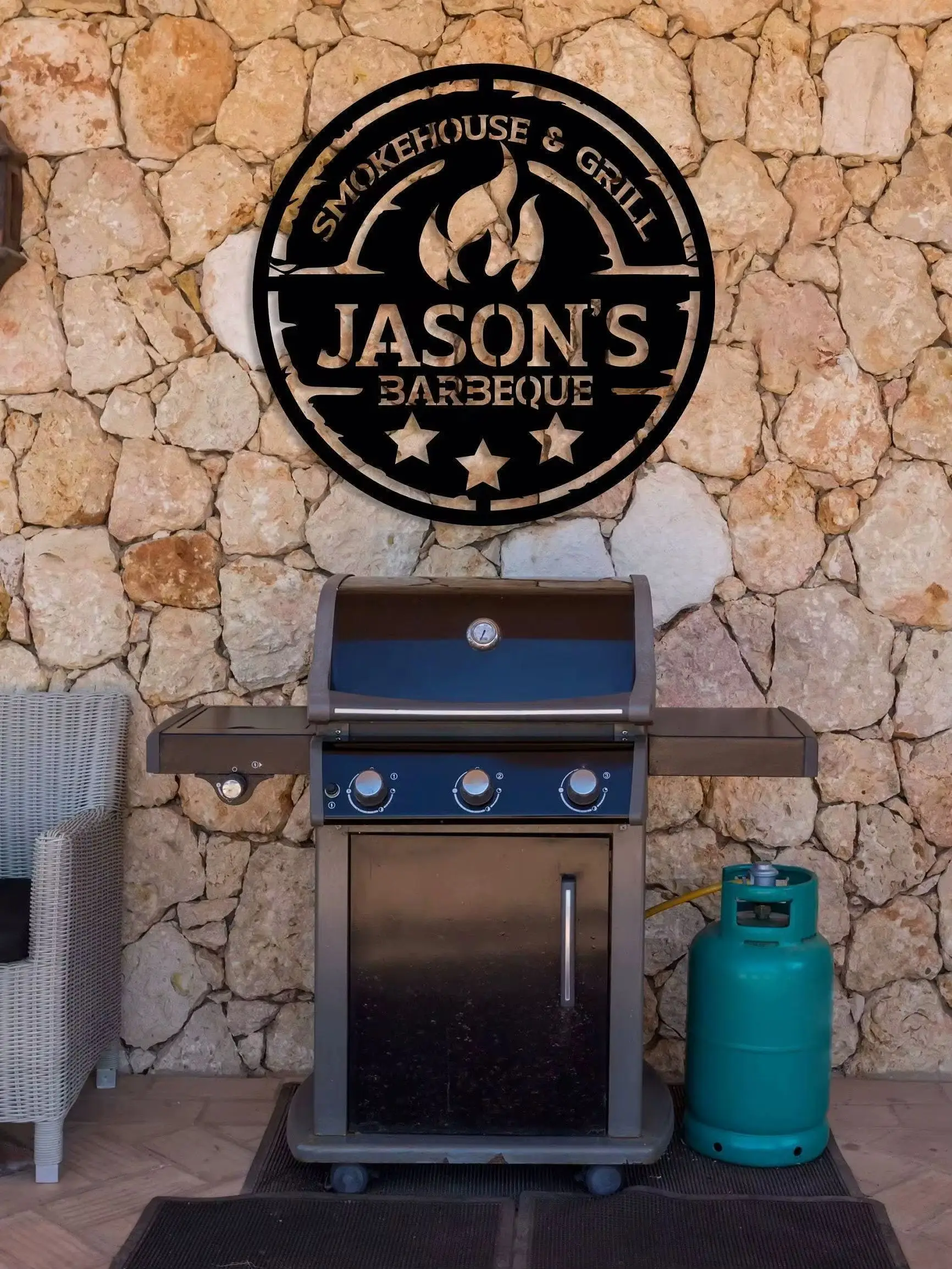 Panneau mural de Barbecue en métal personnalisé, panneau de gril personnalisé, panneau de Barbecue pour l'extérieur, grand panneau de Barbecue, décor artistique mural de Barbecue