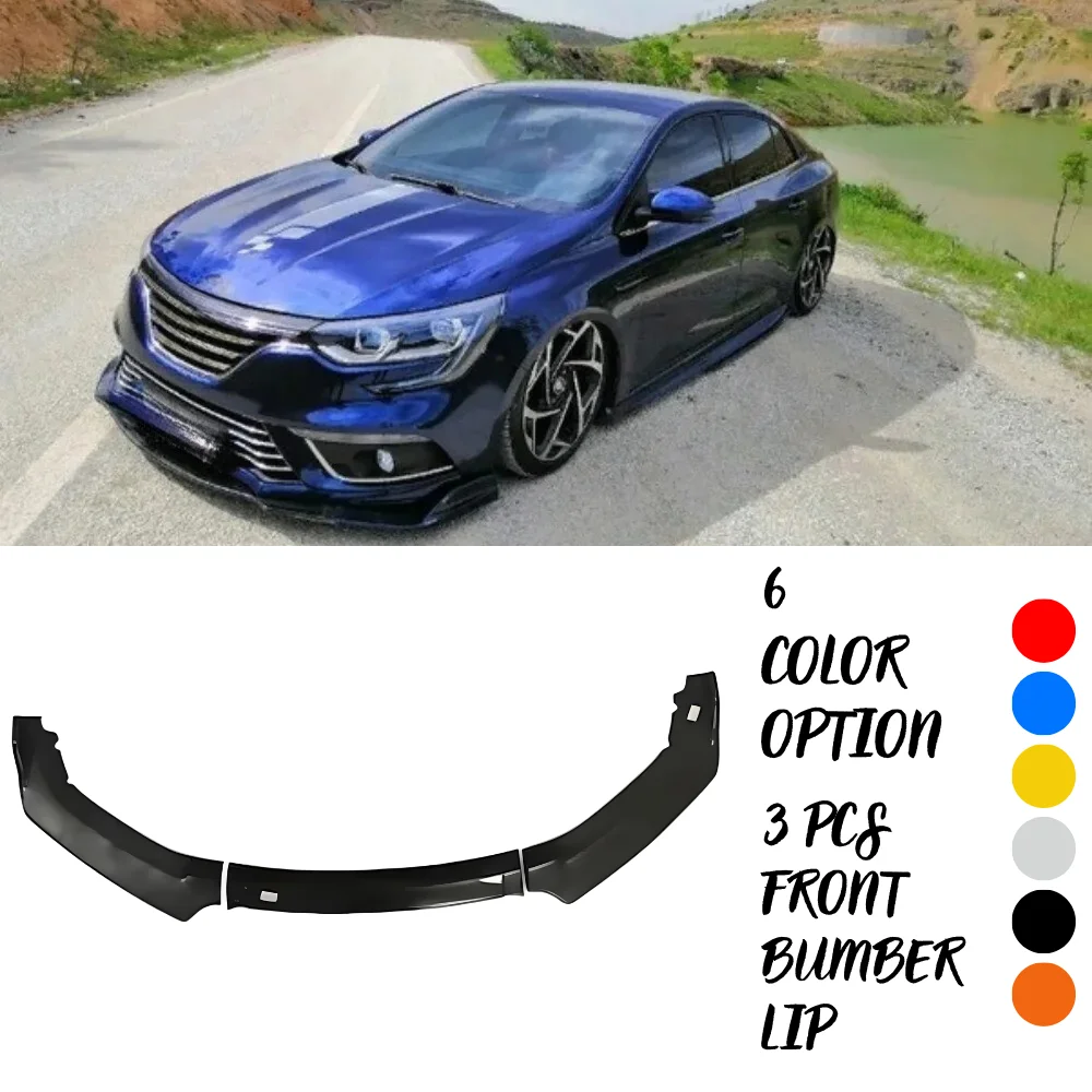 For Renault Megane 4 Front Bumper Lip Body Kit Car Accessories 3 Pcs Spoiler Splitter Diffuser Flap Sport Bumper Exterior Parts