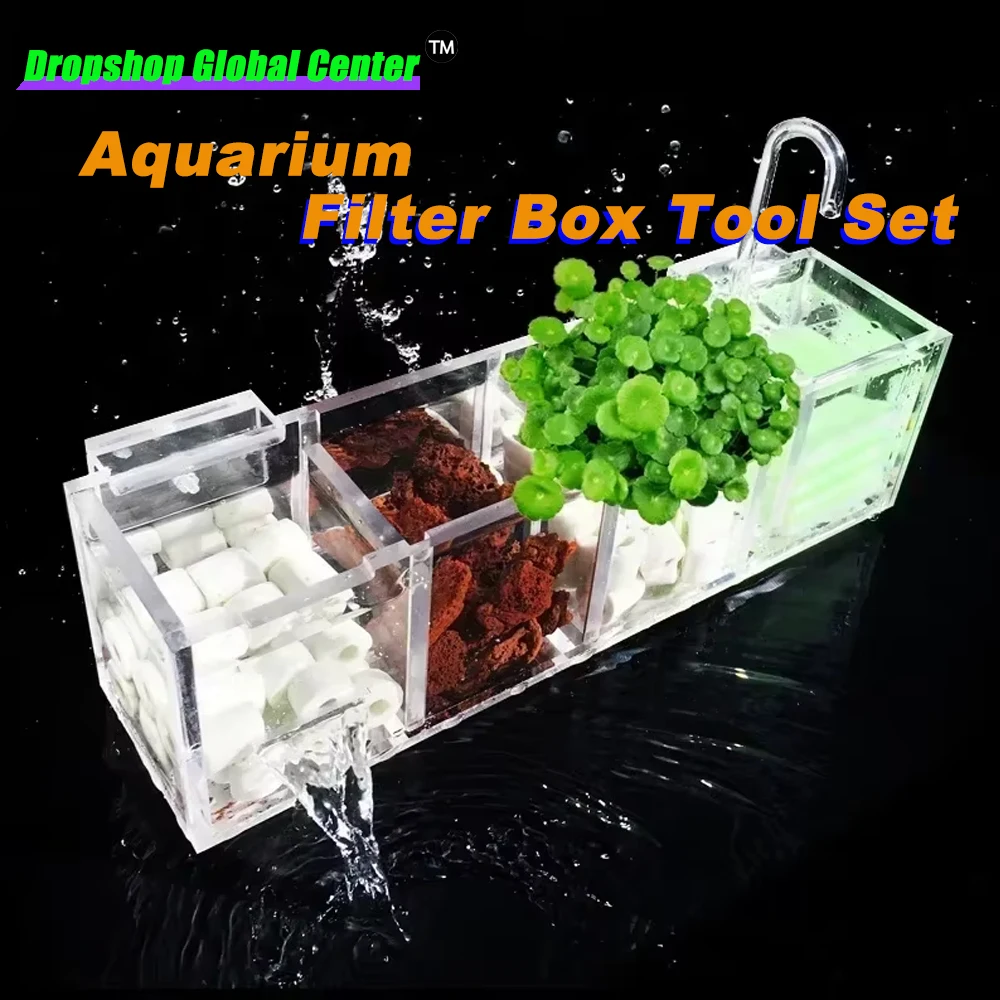 Acrylic Filter Box Set Aquarium Accessories Filters Cleaning Fish Tank Adjustable Wall Mounted Filter Box Set Aquarium