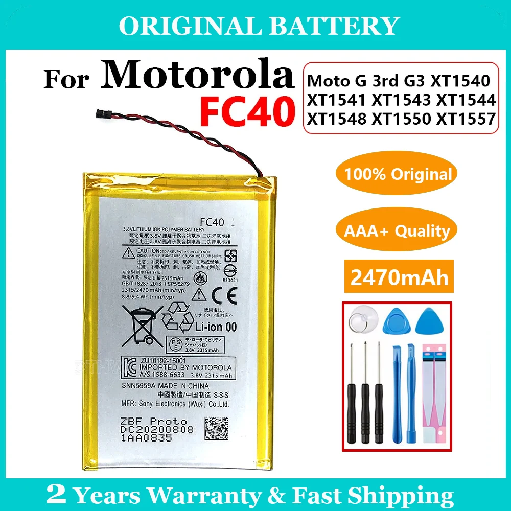 100% Original 3900mAh SNN5965A FC40 Battery For Moto G 3rd G3 XT1540 XT1541 XT1543 XT1544 XT1548 XT1550 XT1557 Batteria