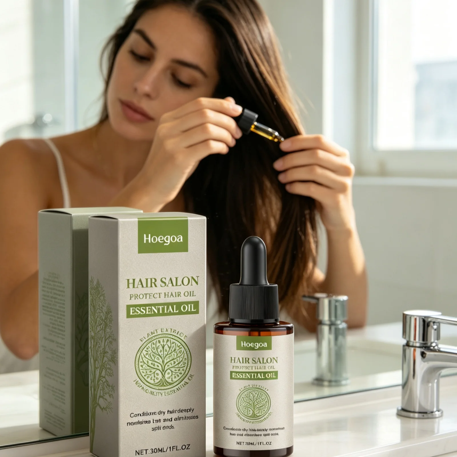 Hoegoa Hair Repair Oil Deep Nourishing Scalp Strengthen Roots Reduce Frizz Enhance Elasticity Boost Luster Hair Restore Serum