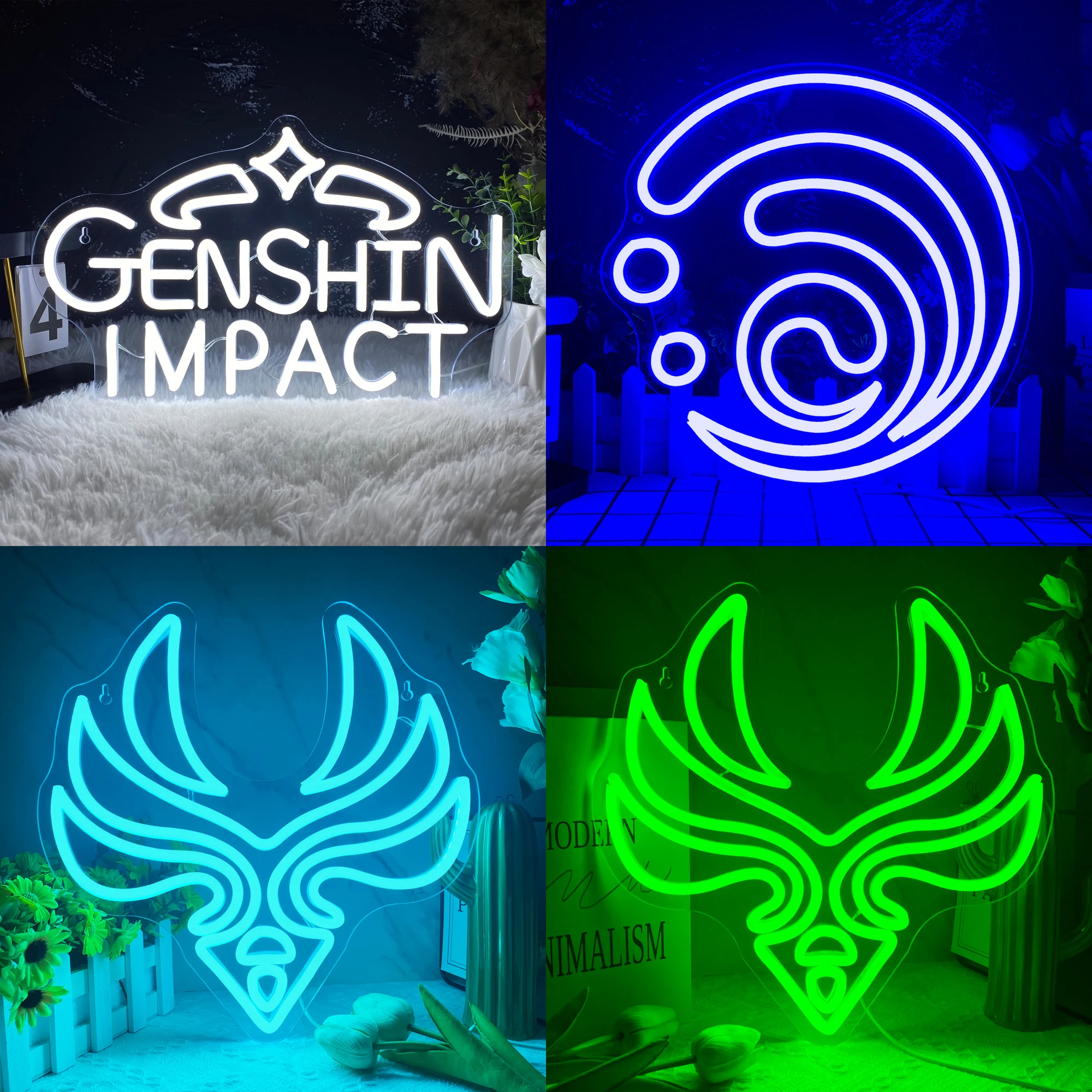 Genshin Impact Neon Light, USB Powered, Switch Control, Suitable for Game Room, Bedroom, Living Room, Great Gift for Genshin Imp