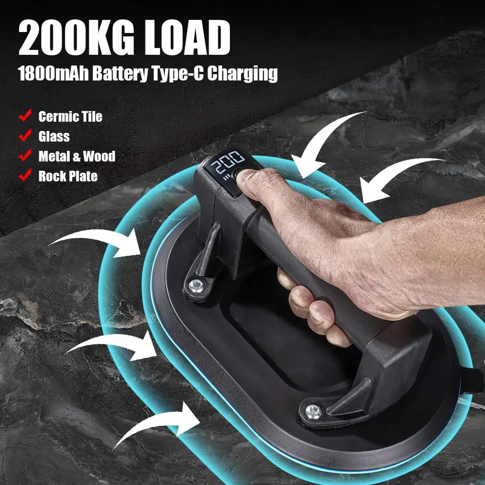200 كجم الحمولة 8 بوصة الكهربائية كوب شفاط المكنسة الكهربائية رافع الثقيلة باليد رافع للزجاج لتحريك بلاط الجرانيت الكبير