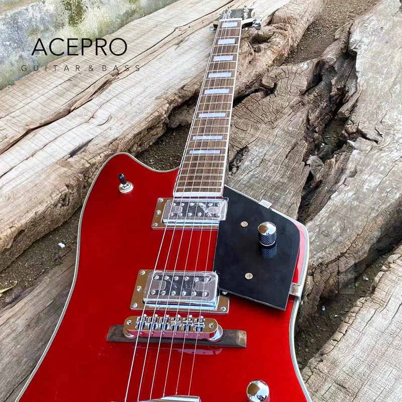 Custom BillyBo Jupiter Electric Guitar, Metallic Red Color, Block Fingerboard Inlays, Chrome Hardware Tailpiece, Free Shipping