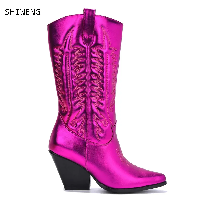 

Cowgirl Women Western Boots 2022 New Fashion Cool Cowboy Women Knee-high Boots Top Quality Comfy Women Long Boots 44
