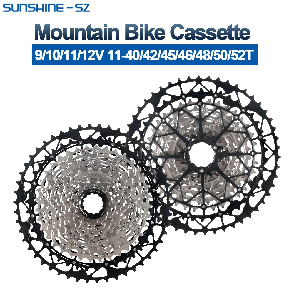 Sunshine 9/10/11/12S 11T-40/42/44/45/46/48/50/52T Hollow Ultralight Mountain Bike Cassette for M4100/5100/6100 HG MTB Flywheel