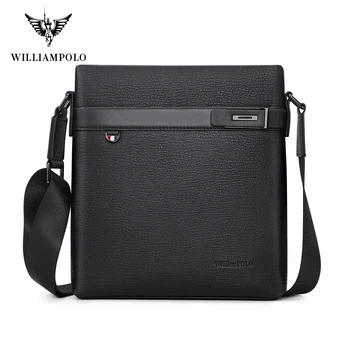 WILLIAMPOLO 남성용 정품 가죽 핸드백, 가죽 메신저 백, 남성용 소형 크로스바디 백, 패션