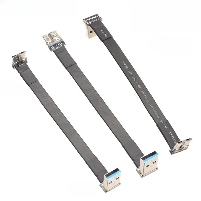 3-300CM USB 3.0 USB-A do Micro-B Płaski kabel taśmowy męski do męskiego FPC USB 3.0 Typ A Micro B Złącze kątowe 90 stopni w dół — zdjęcie produktu 7