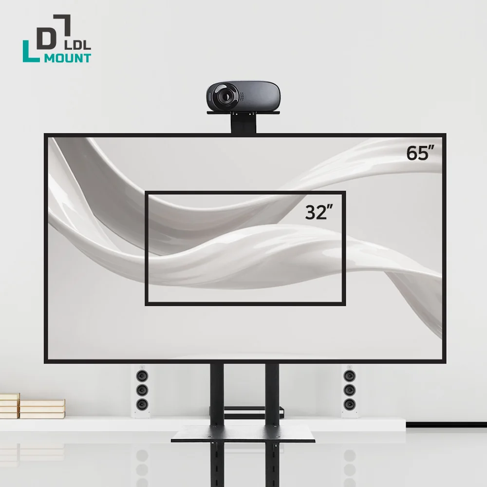 LDL-MOUNT 이동식 높이조절 대형 TV 스탠드 32~65인치 거치대 선반 포함 APL-RM1600