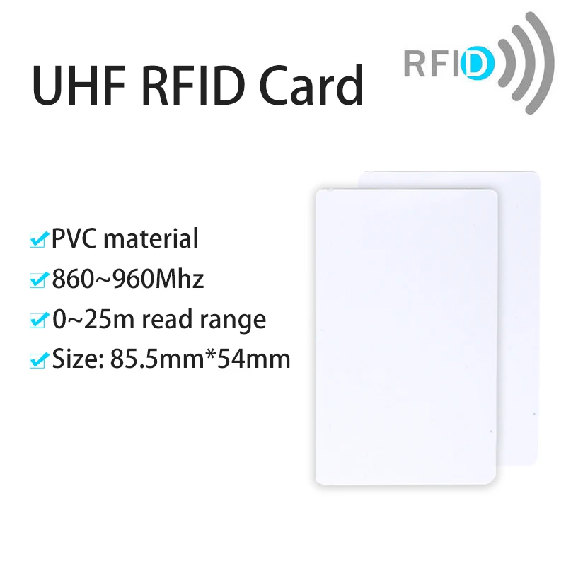 UHF 860-960Mhz Long Read Range White Card Passive UHF RFID PVC Card for Access Management