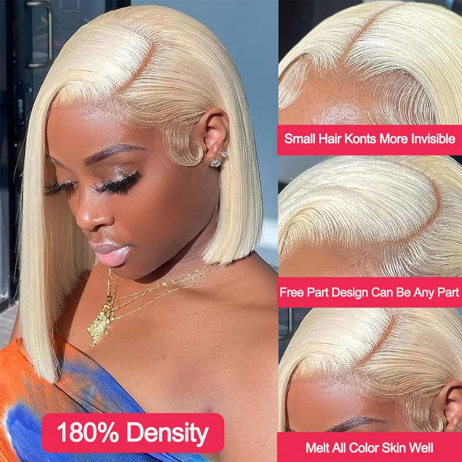 613 Blonde Bob Wigs Human Hair Transparent 13x4 Lace Frontal Wig Brazilian Remy Hair Short Straight Bob Lace Wigs for Women