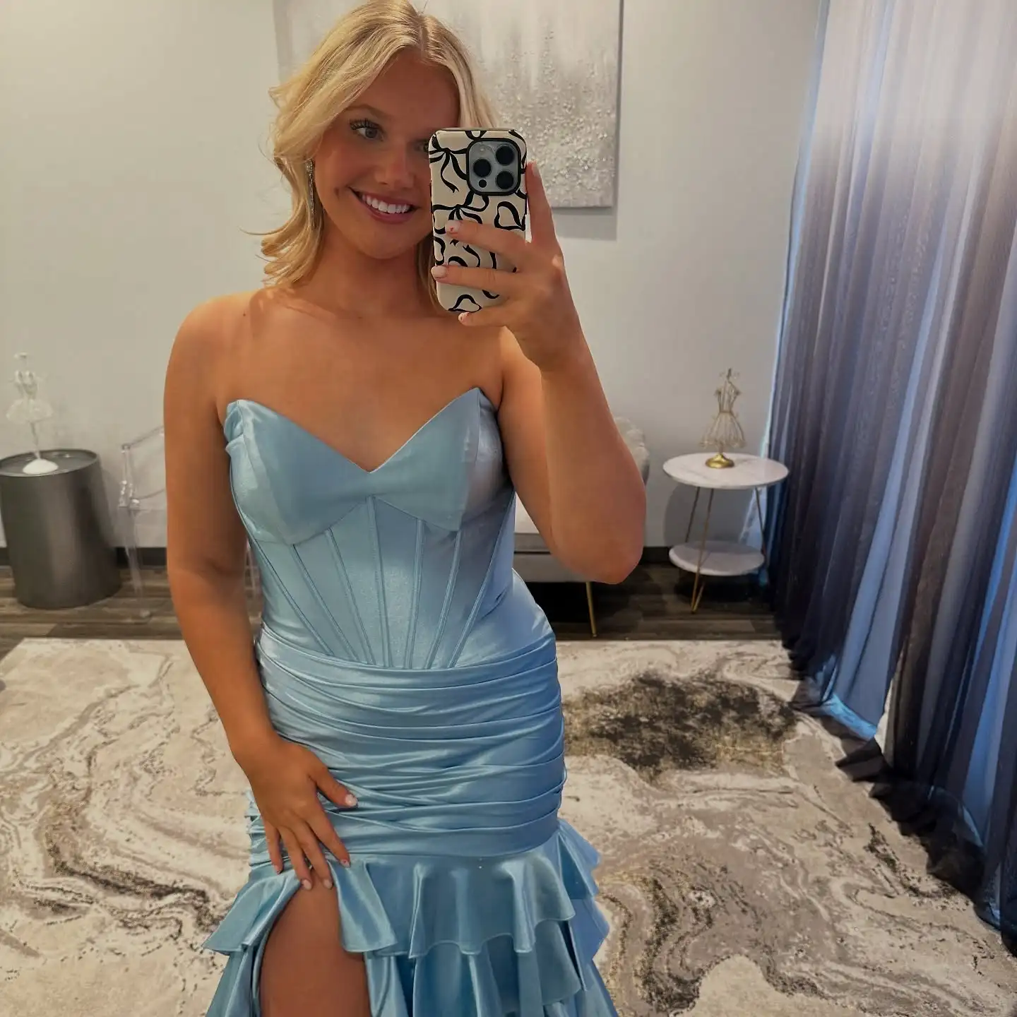 شارون سعيد أنيقة أكوا المتدرج الكشكشة فستان الحفلة الراقصة مع شق طويل مساء رداء حفلات التخرج SH166 مخصص