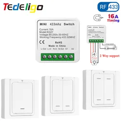 Tedeligo AC 110V 220V 16A Wireless Light Switch RF 433MHz Magnetic Wall Switch Support 2 Way Timing Module 50m Remote Control