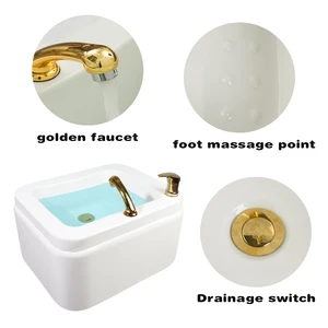 وعاء بالوعة أكريليك مع تدليك القدم ، كرسي باديكير ، كرسي سبا صالون ، اكسسوارات الأجهزة الذهبية ، الأثاث أعلى 10 بيع مانيكير وباديكير كرسي - No8