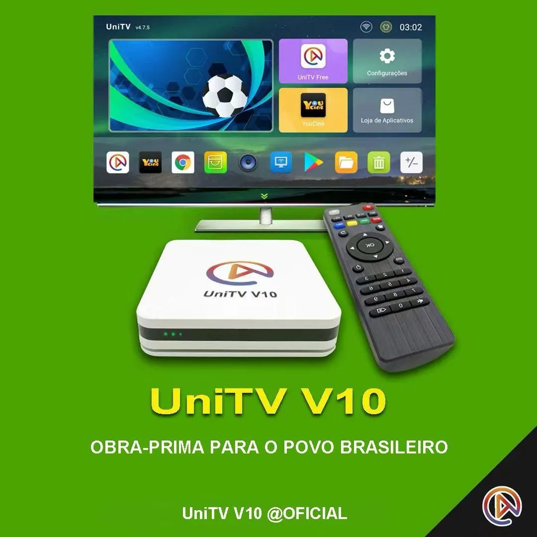Loja Brasileira UNITV V10 Aparelho Conversor de Smart Tv Box Android 11 WiFi Assista Filmes Séries Desenhos e Canais em 1 Lugar
