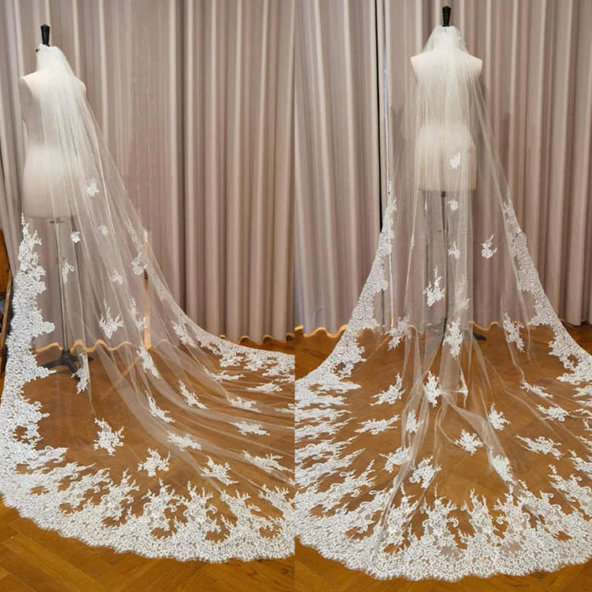 

Цветочная кружевная свадебная фата из мягкого тюля, соборная фата из тюля с расческой, роскошные свадебные аксессуары по индивидуальному заказу