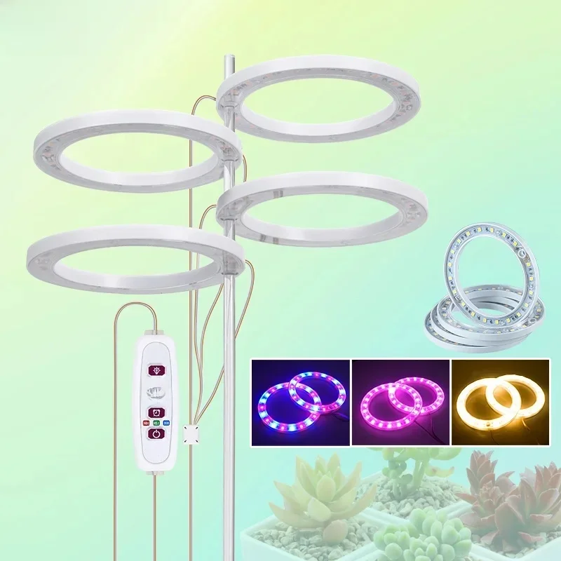 Oświetlenie pierścieniowe LED do uprawy roślin domowych Pełne spektrum światła do roślin z regulacją wysokości dla roślin domowych Lampa USB 5V do uprawy roślin — 2