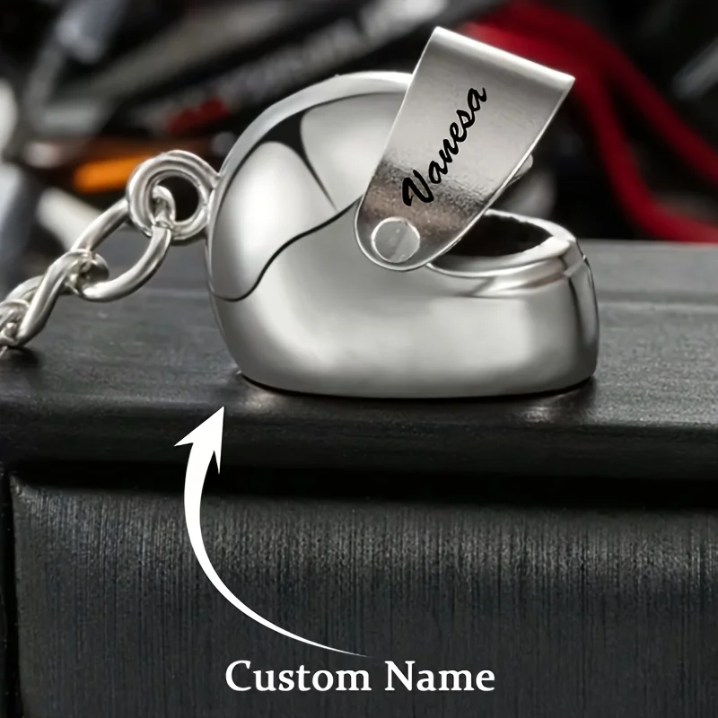 Personalized Stainless Steel Motorcycle Keychain, Fashionable Shaped Keychain, Customized Engraved Name Letter Amulet Keychain