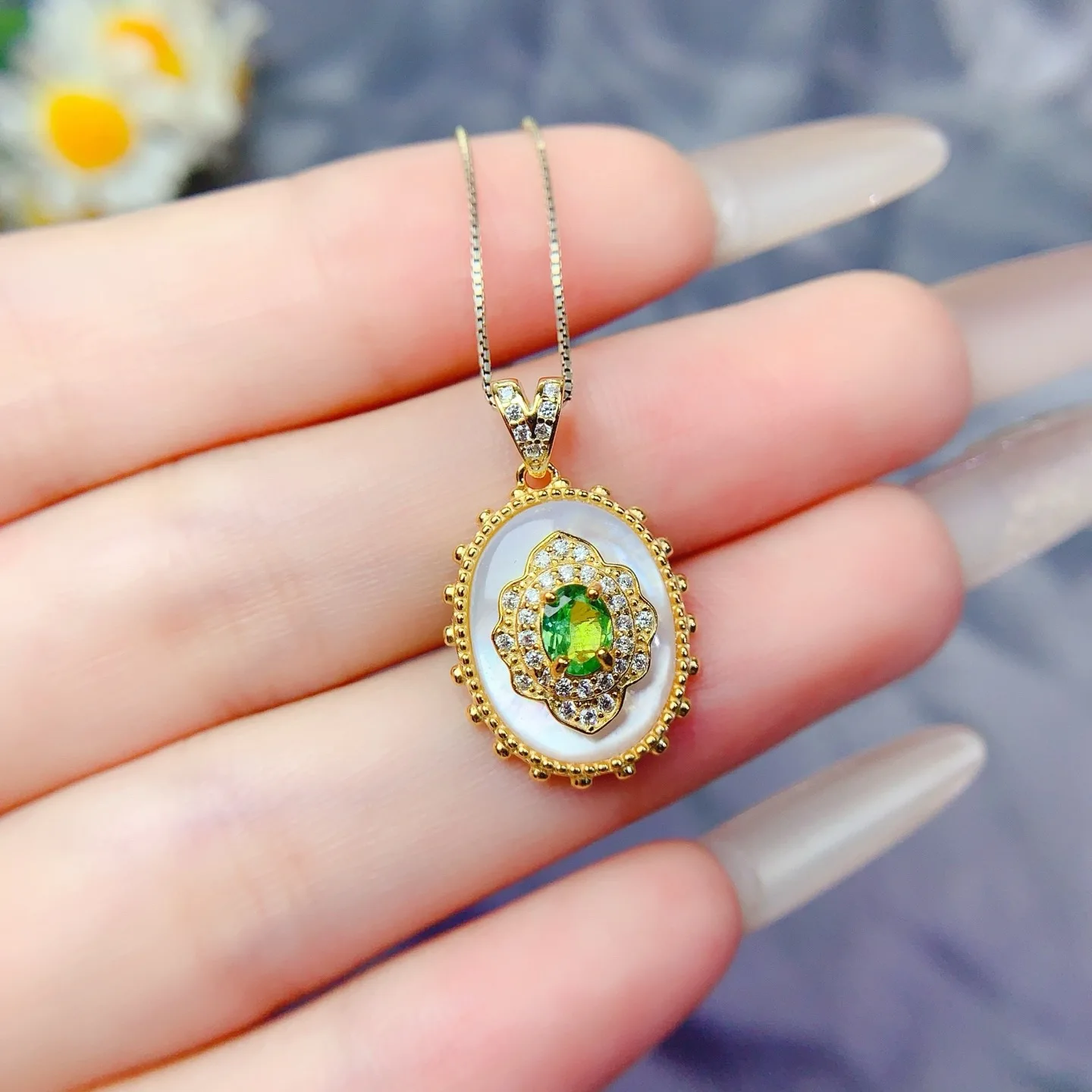 

KJJEAXCMY Boutique Jewelry Girl Natural Sapphire Pendant 925 Pure Silver Plated Gold Christmas Gift for Girlfriend Wedding Birth