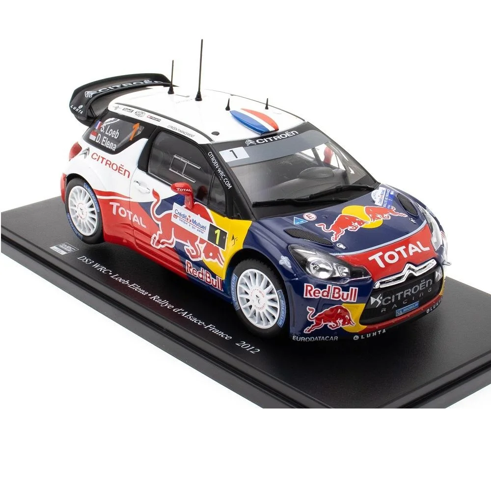 Salvat, Coche de Rally Piloto Sébastien Loeb, Alsacia 2012, Escala 1:24, Miniatura Diecast, Colección WRC World Rally Championship, Presentación en Blister con Base Identificativa