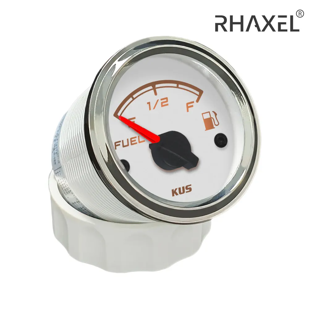 KUS 52mm Fuel Level Gauge Meter for Car Trucks with Red and Yellow Backlight 12V/24V Fuel Sensor 150mm 200mm 250mm