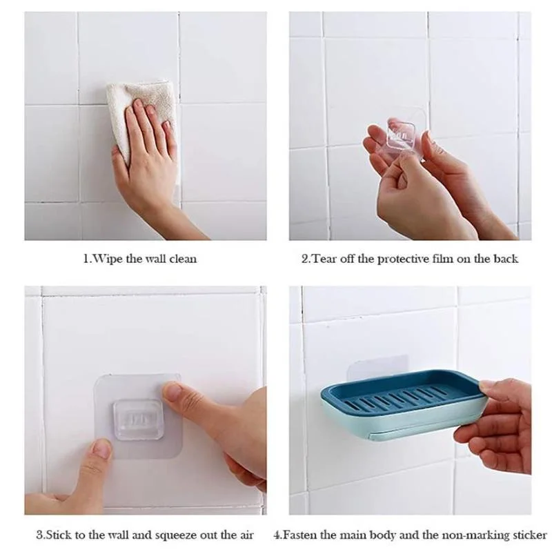 JJYY Adhesive Sticker Wall Mounted Waterproof Soap Dish Case Holder for Kitchen Sink Bathroom