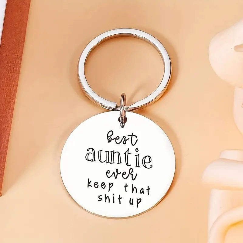 1PC Keychain for Aunt Nephew Gift for Aunt Birthday Gift for Family Round Pendant - Suitable for Backpacks Wallets Decor Present