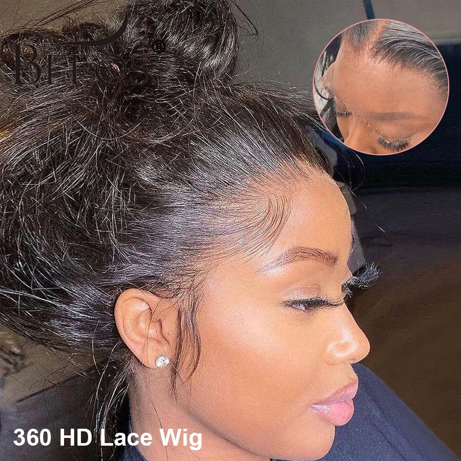 BEEOS Skinlike 360 HD Lace Frontal Wig Pre plucked Straight HD Transparent Lace Front Human Hair Wigs For Women Brazylijski 250%