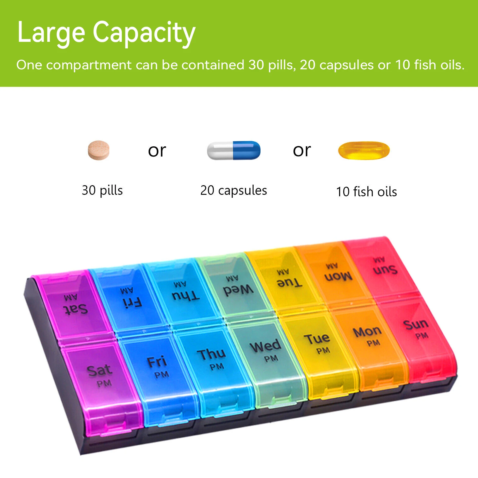 Extra Large Pill Organizer, Weekly XL AM PM Pill Case, 7 Day Pill Box Twice A Day, Daily Medicine Organizer