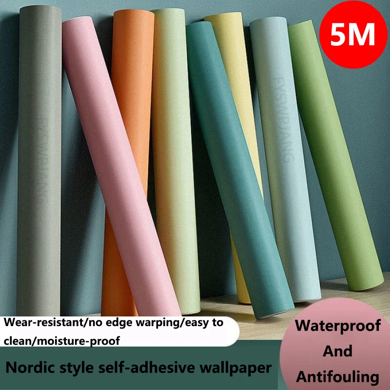 Wallpaper Self-adhesive Waterproof And Moisture-proof Solid Color Dormitory Home Living Room Bedroom Background Wall Sticker