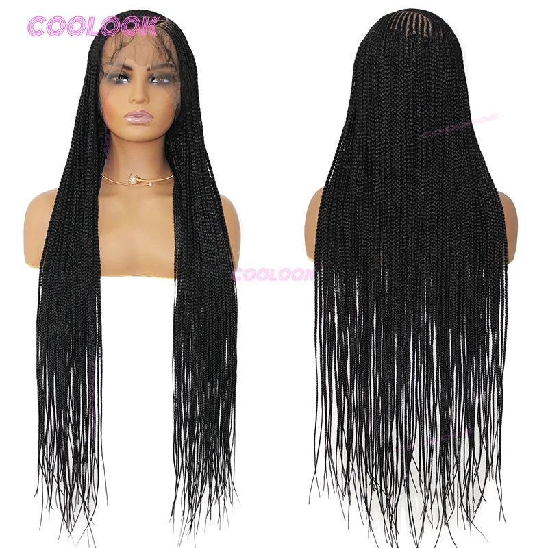 36-Zoll-Box-Part-Perücke mit Zöpfen, synthetische Perücke für Damen, Cornrow-Zopfperücken, Full-Lace-Perücke, geflochtene afrikanische Perücken, Cosplay – Detail 1