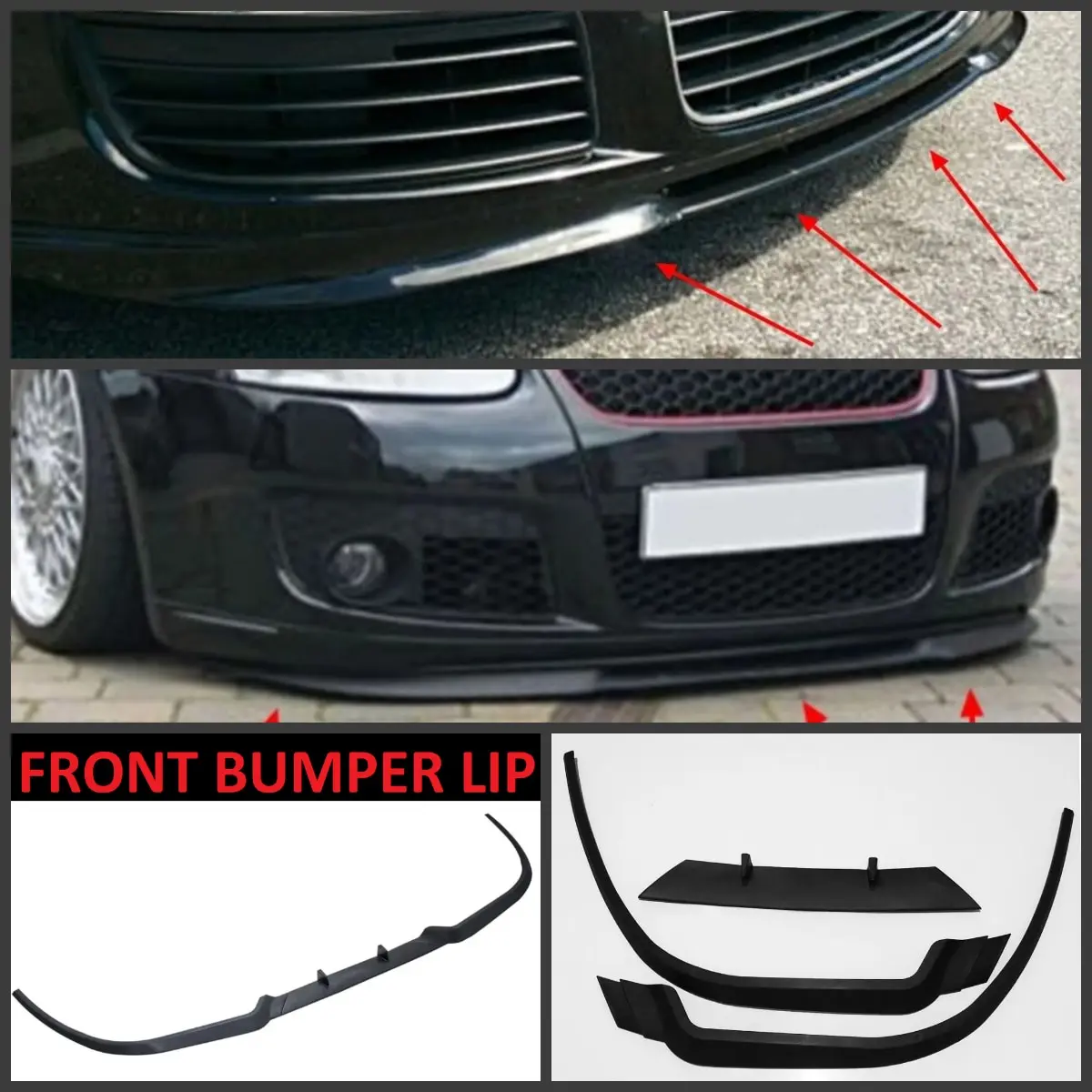 For Volkswagen VW Golf MK4 CUPRA R FRONT SPOILER BUMPER LIP Euro Spoiler Lip Universal 3 pcs Body Kit Splitter Car Accessories