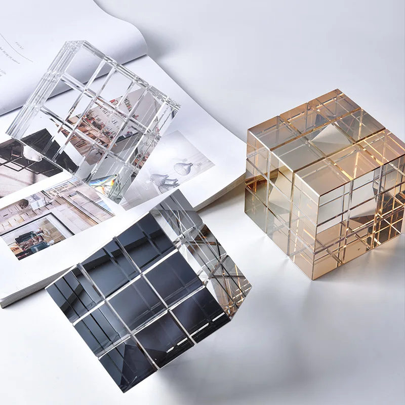 Modern Minimalist Decor - Crystal Geometric Rubik's Cube Colorful Prism Suncatcher Colored Cube Tabletop Ornament
