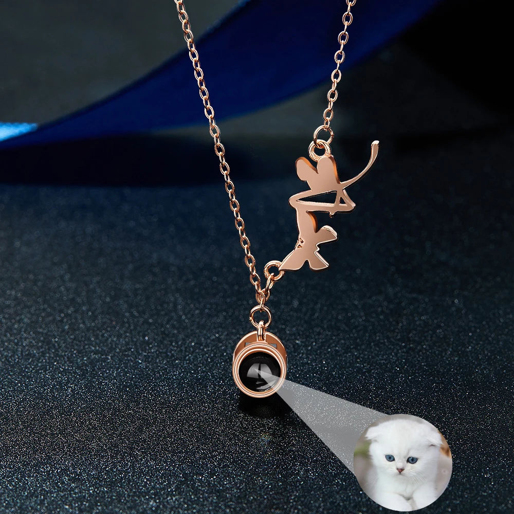 925 Silver Photo Projection Necklace For Women Personalized Custom Butterfly Letter Chain Beautiful Everyday Accessories
