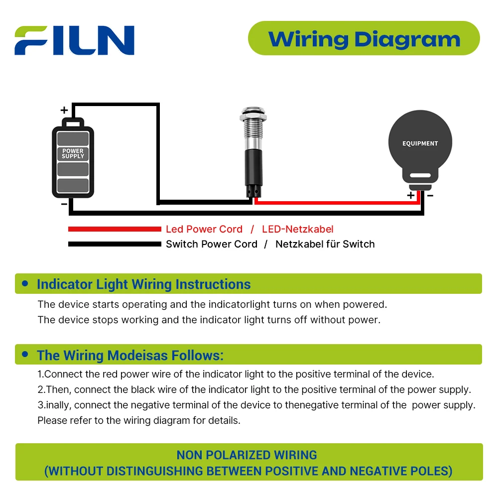 FILN 5/25 SZT. 8mm IP67 Wodoodporna Lampka Ostrzegawcza Kontrolka Kierunkowskazu 12V 24V do Samochodu, Łodzi, Deski Rozdzielczej, Sygnalizacyjne Lampki LED
