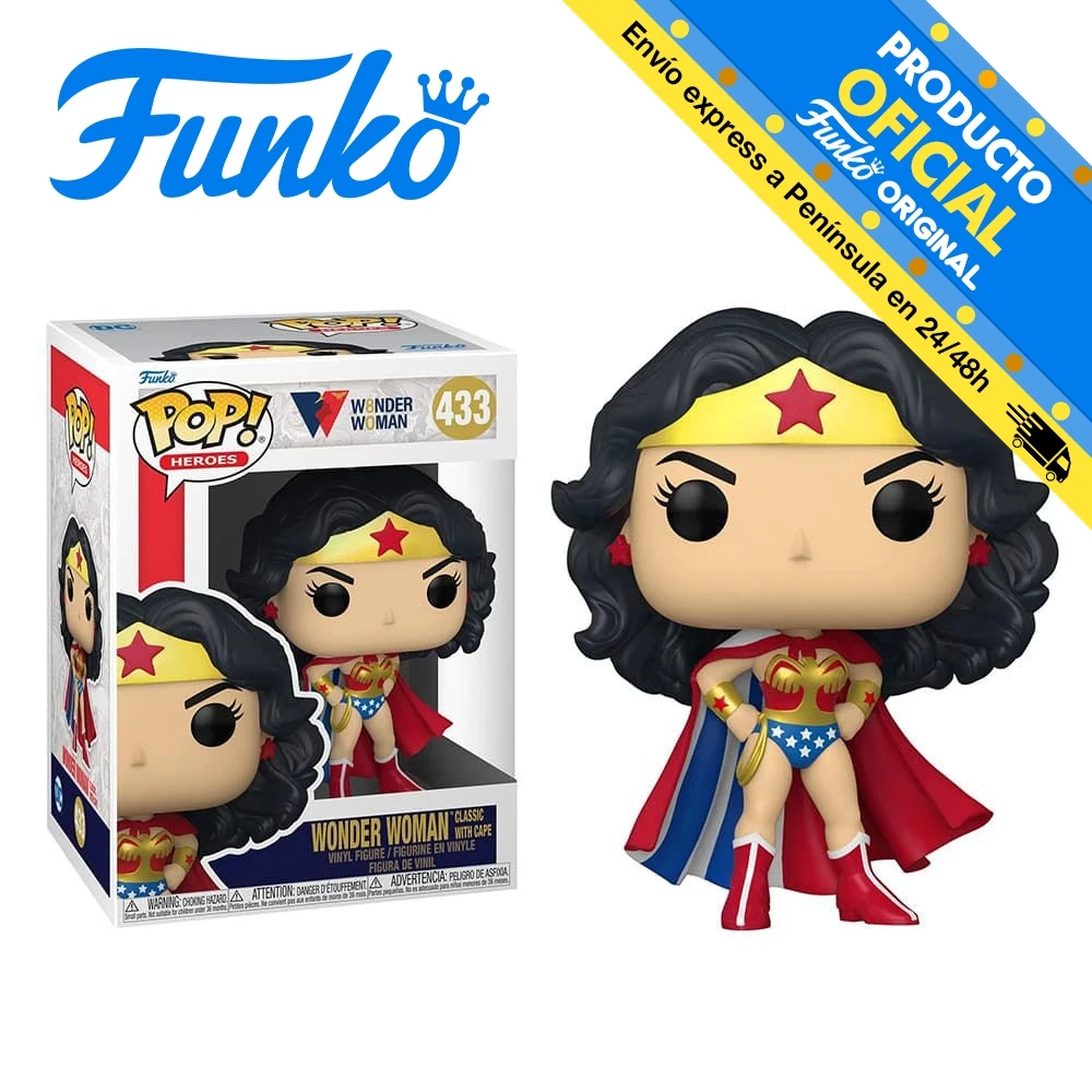 Funko Pop! WW80th - Wonder Woman (Classic with Cape), 55008, 433, original, toys, boys, girls, gifts, collector, figures, dolls, shop, with box, new, male, official license, woman