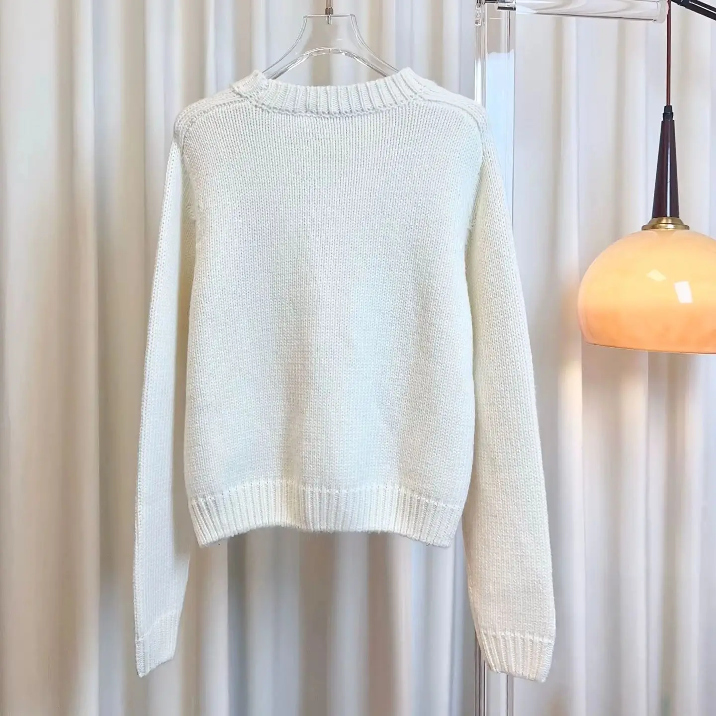 

2025 Новый шерстяной кардиган с логотипом на заказ, тканая шерстяная ткань белого синего цвета