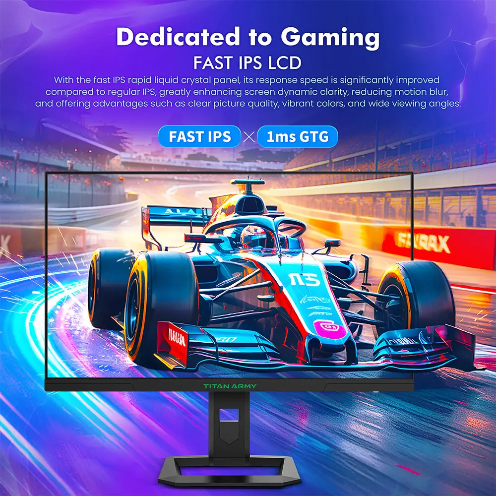 Monitor para Juegos TITAN ARMY P2710S de 27 Pulgadas, 2560×1440, IPS Rápido, 240Hz, 1ms GTG, HDR400, Adaptive-Sync, Dynamic OD, PBP/PIP, Soporte Giratorio 7