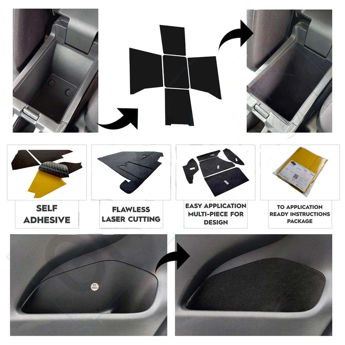 COMFORT TRIM SET FOR OPEL ASTRA K -- FABRIC COATING FOR STORAGE AREAS -- ISOLATION FABRIC