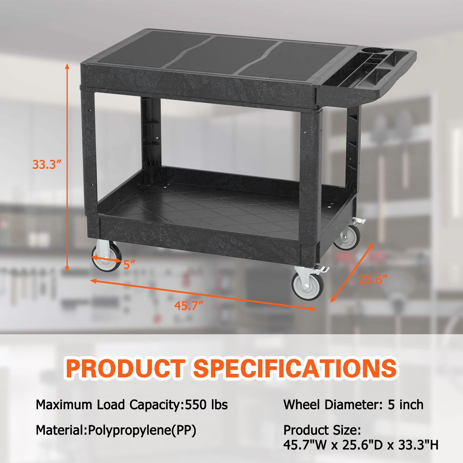 عربة أدوات مسطحة من Kieperi مع عجلات، عربة خدمة دوارة شديدة التحمل للمستودعات #2