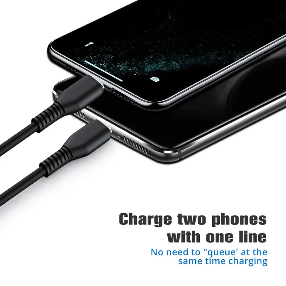 5 فولت المزدوج USB C متعدد نوع C الفاصل الحبل 20 سنتيمتر قصيرة 2 في 1 نوع C مايكرو USB كابل شحن لشاحن جهازين #3