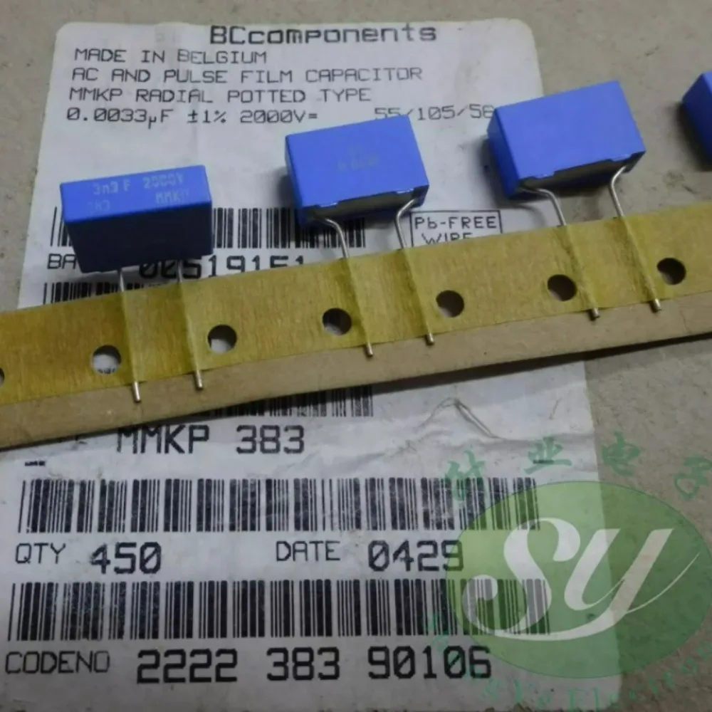 10pcs/lot BC 0.0033uf 2000v 3.3nf 3300pf 3n3 332 F Brand New 8mm High-Precision Film Capacitor