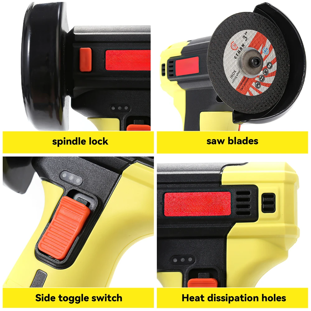 12V Mini Winkelschleifer 550W Akku wiederaufladbare Schneidemaschine Poliermaschine Elektrische Handschleifmaschine Poliermaschine – Detail 14