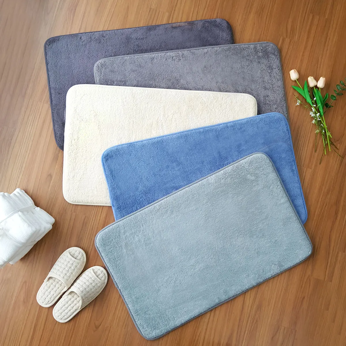 [Motherhome] Non-Slip Tong Memory Foam Bathroom Foam Mat 50X80 Plain