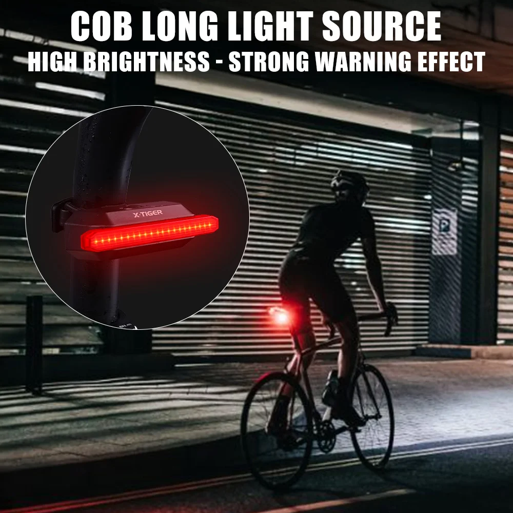 

X-TIGER Bicycle Taillights Auto Start/Stop Bike Rear Smart Taillight 500mAhType-C Charging WaterProof Brake Sensing Light